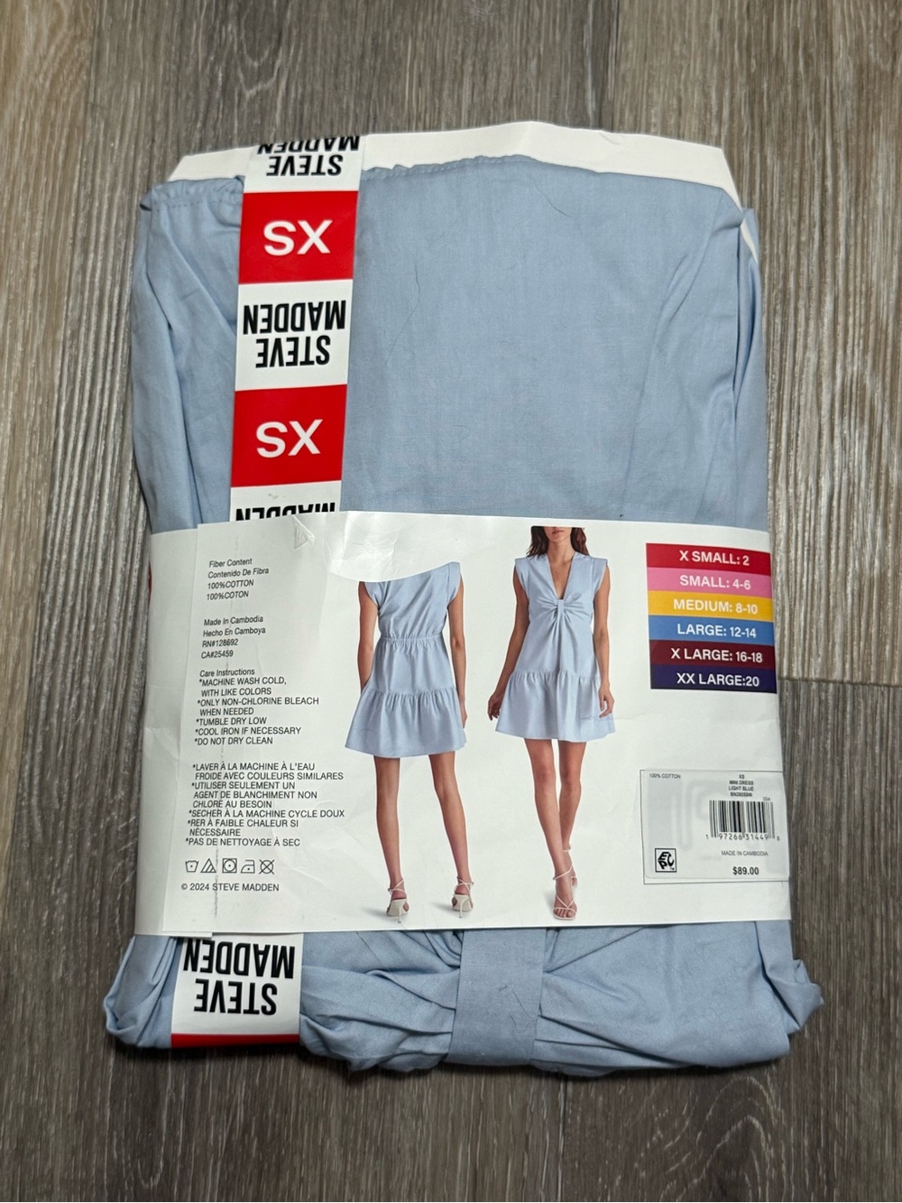 Steve Madden Light Blue Mini Dress - V-Neck Cotton